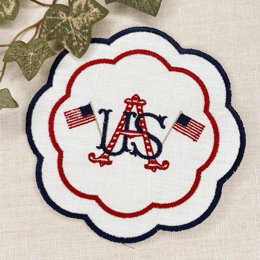 USA Scalloped Cocktail Napkins