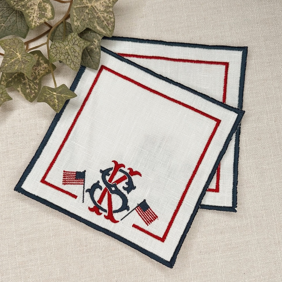 Flag Monogram Cocktail Napkins