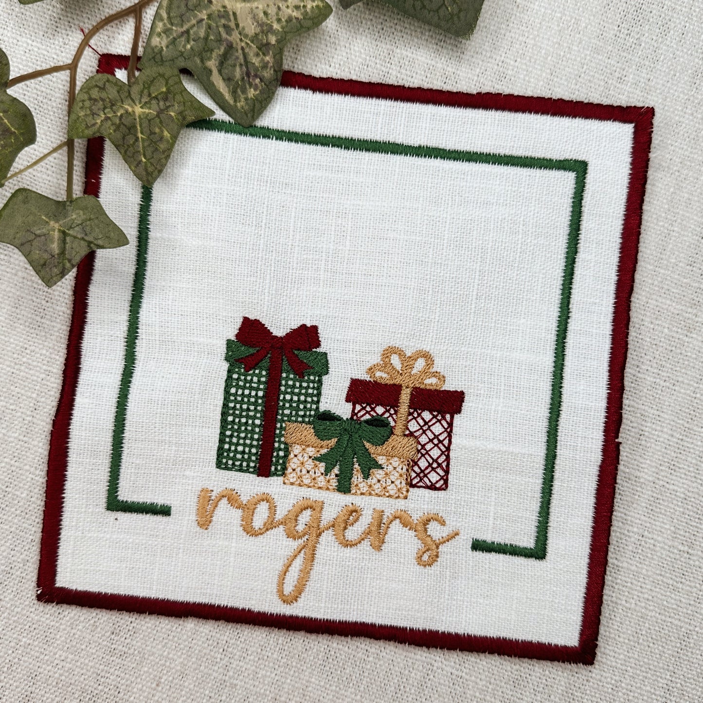 Christmas Gift Square Cocktail Napkins