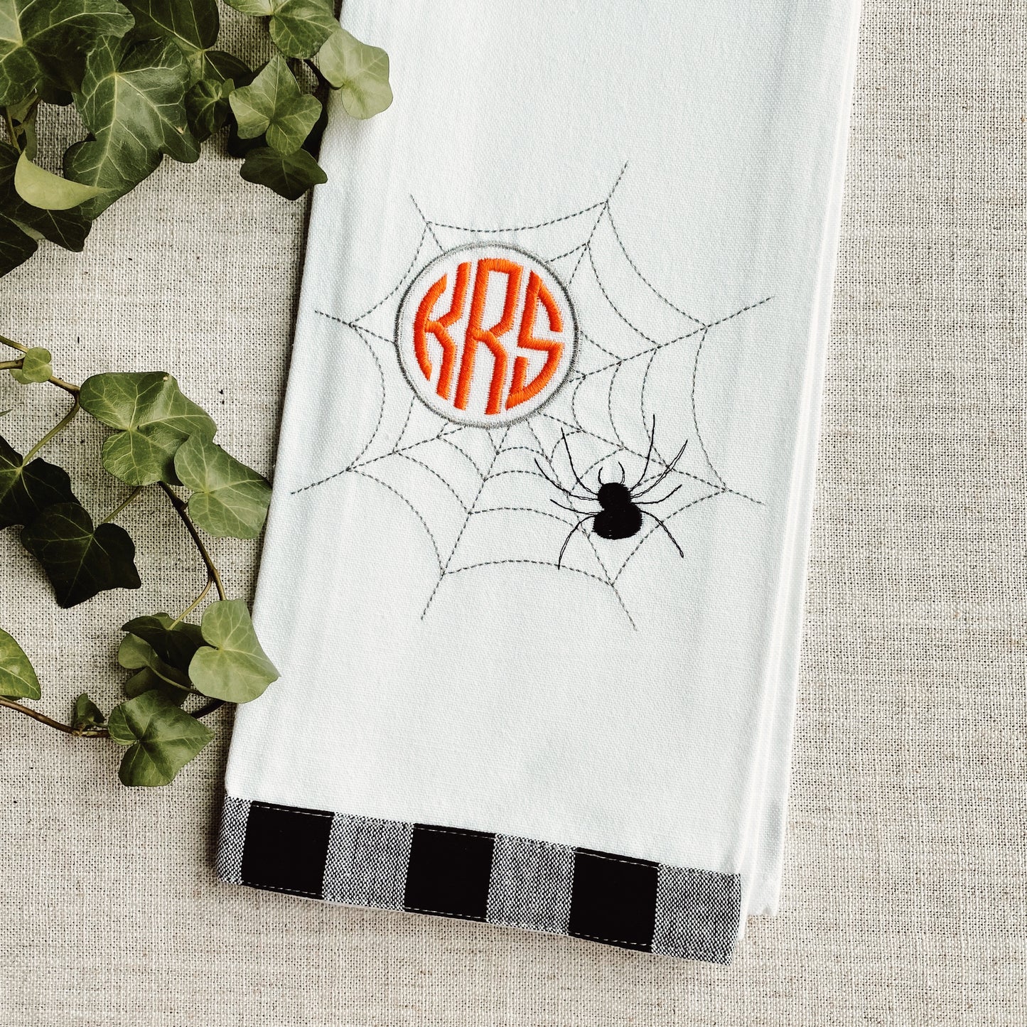 Halloween Monogram Kitchen Towel