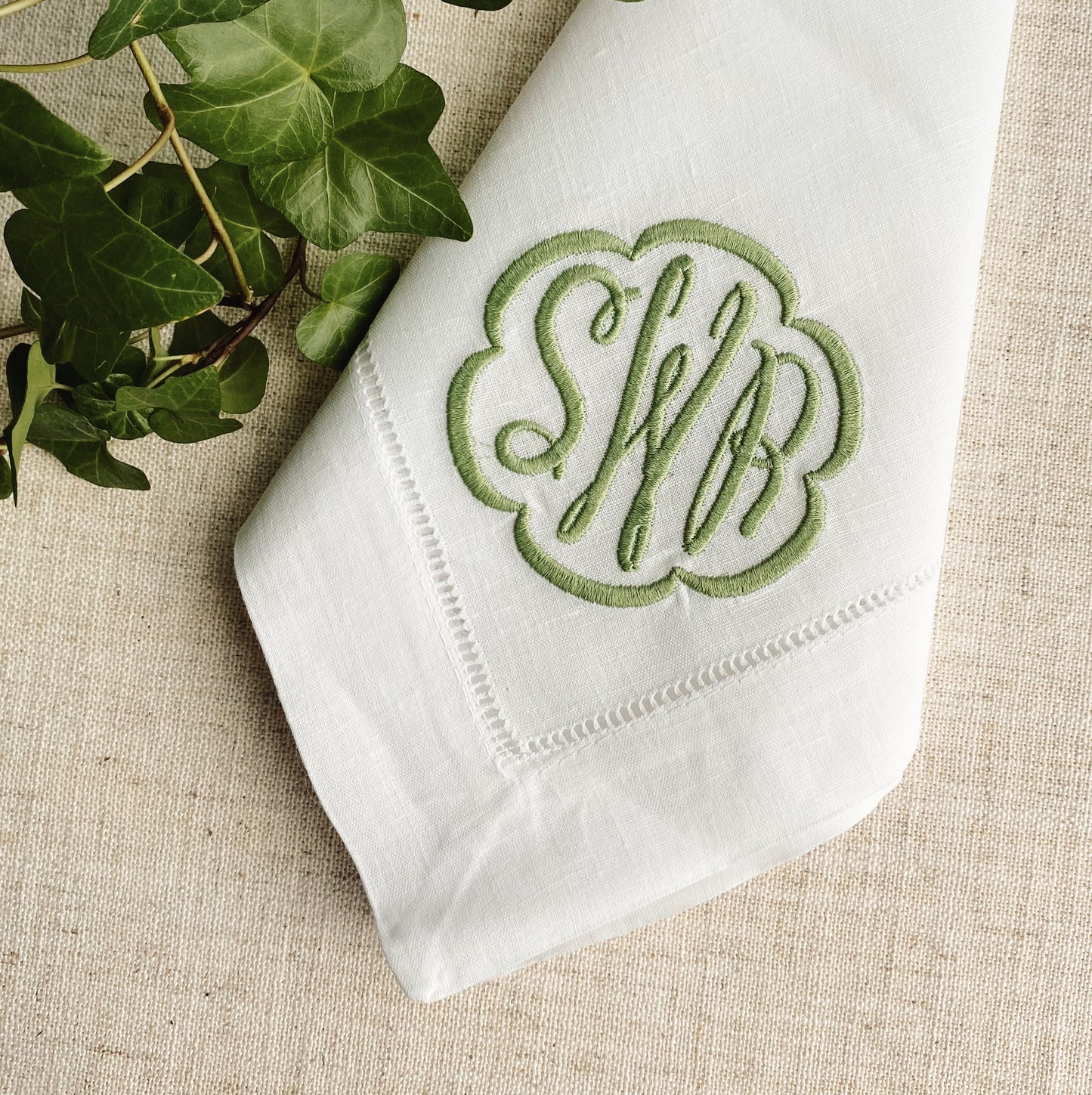 Linen Dinner Napkins - Addie Monogram