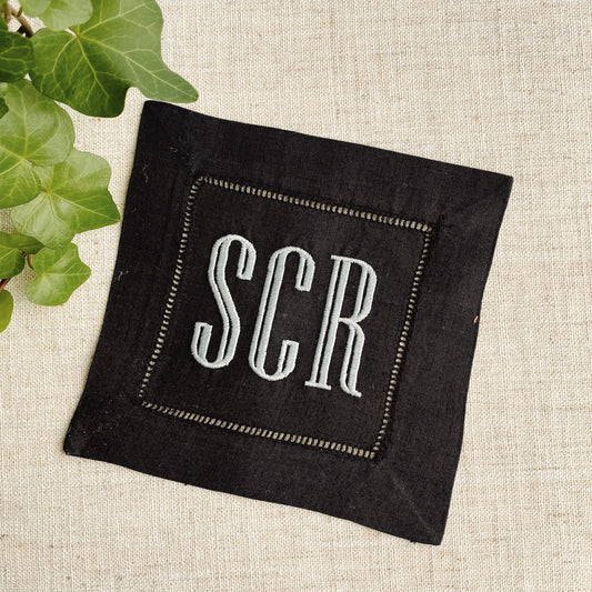 Black Linen Cocktail Napkin