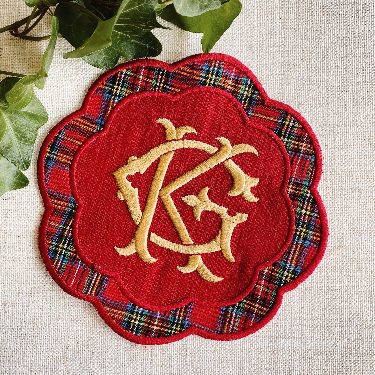 Scalloped Plaid Cocktail Napkins