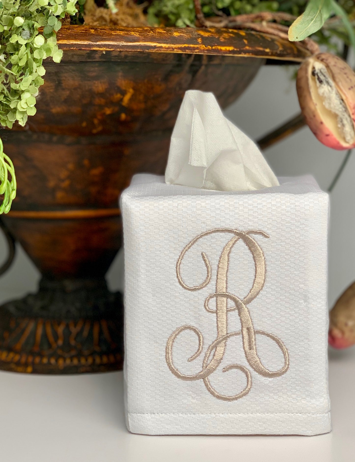 Monogrammed Tissue Cover