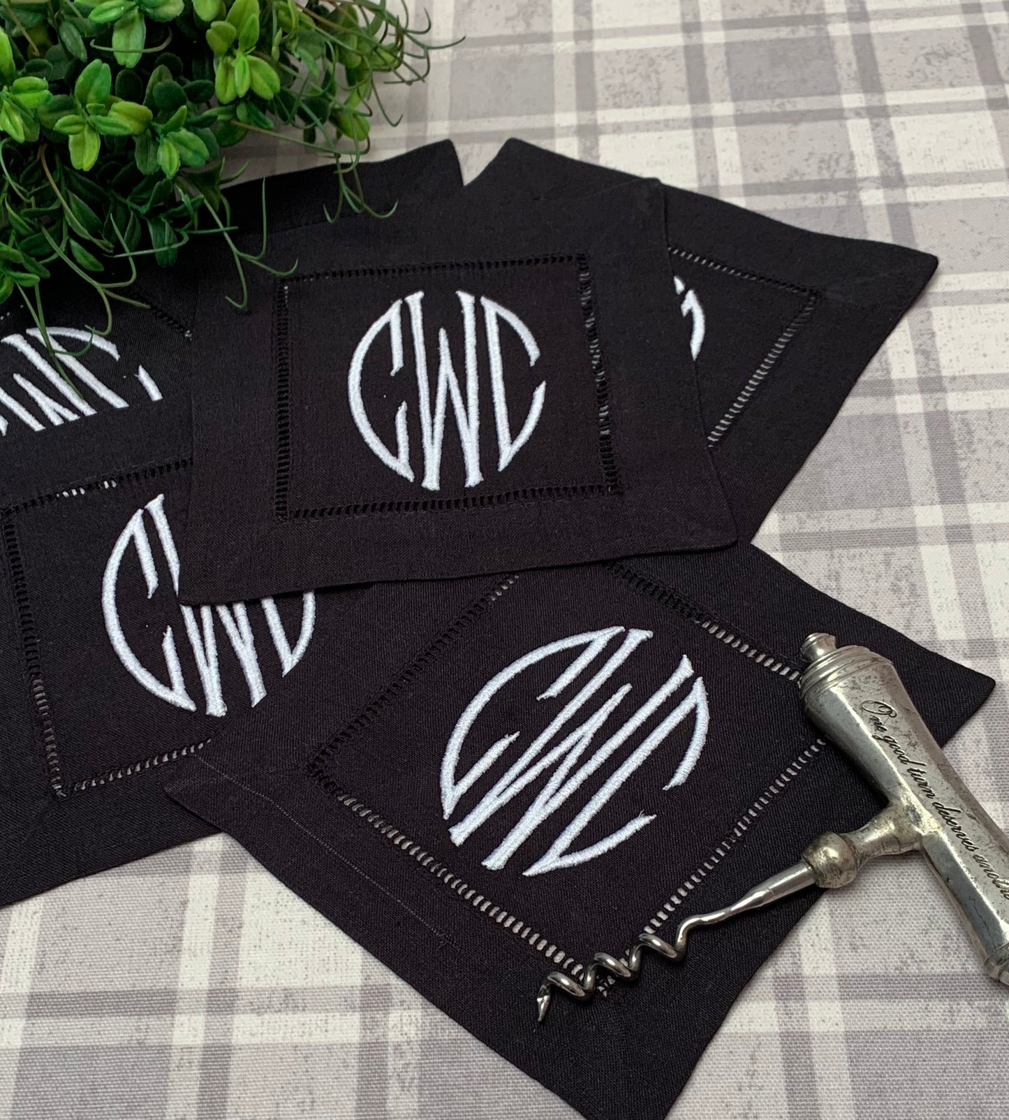 Black Linen Cocktail Napkin