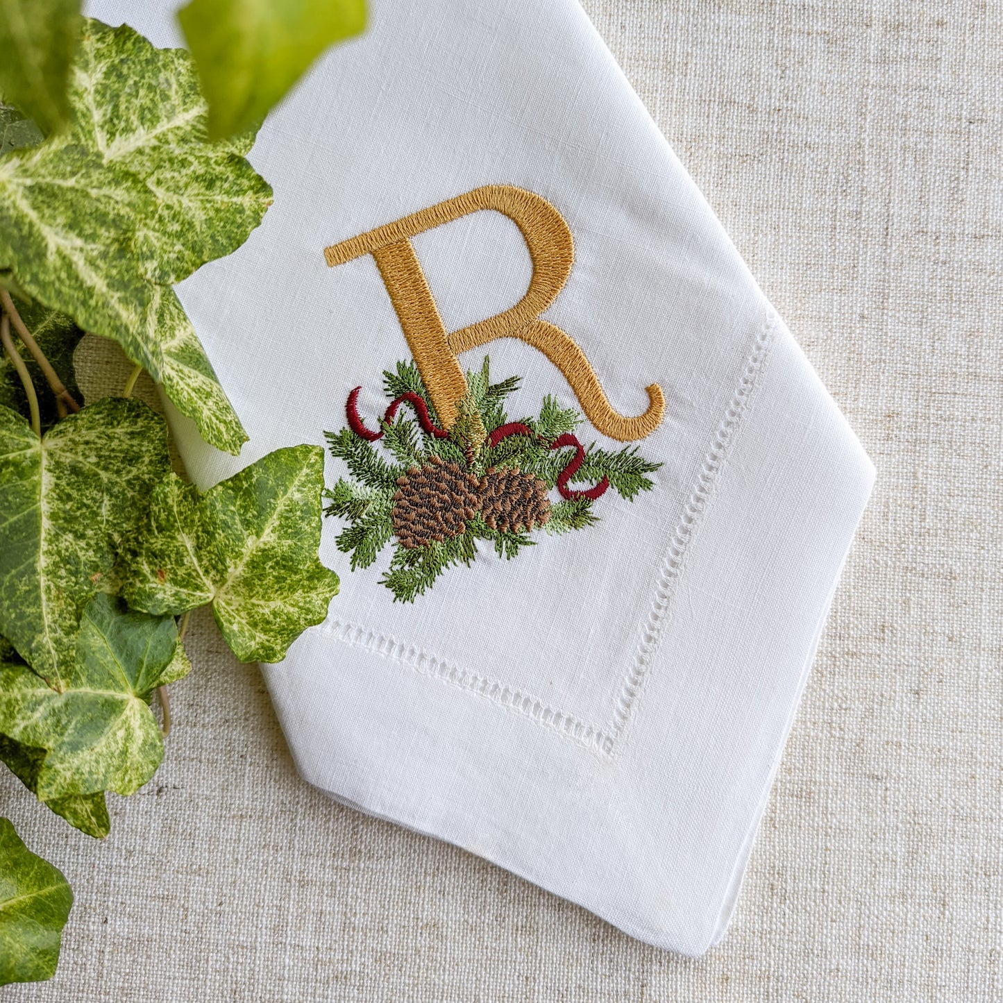 Holiday Pinecone Dinner Napkin