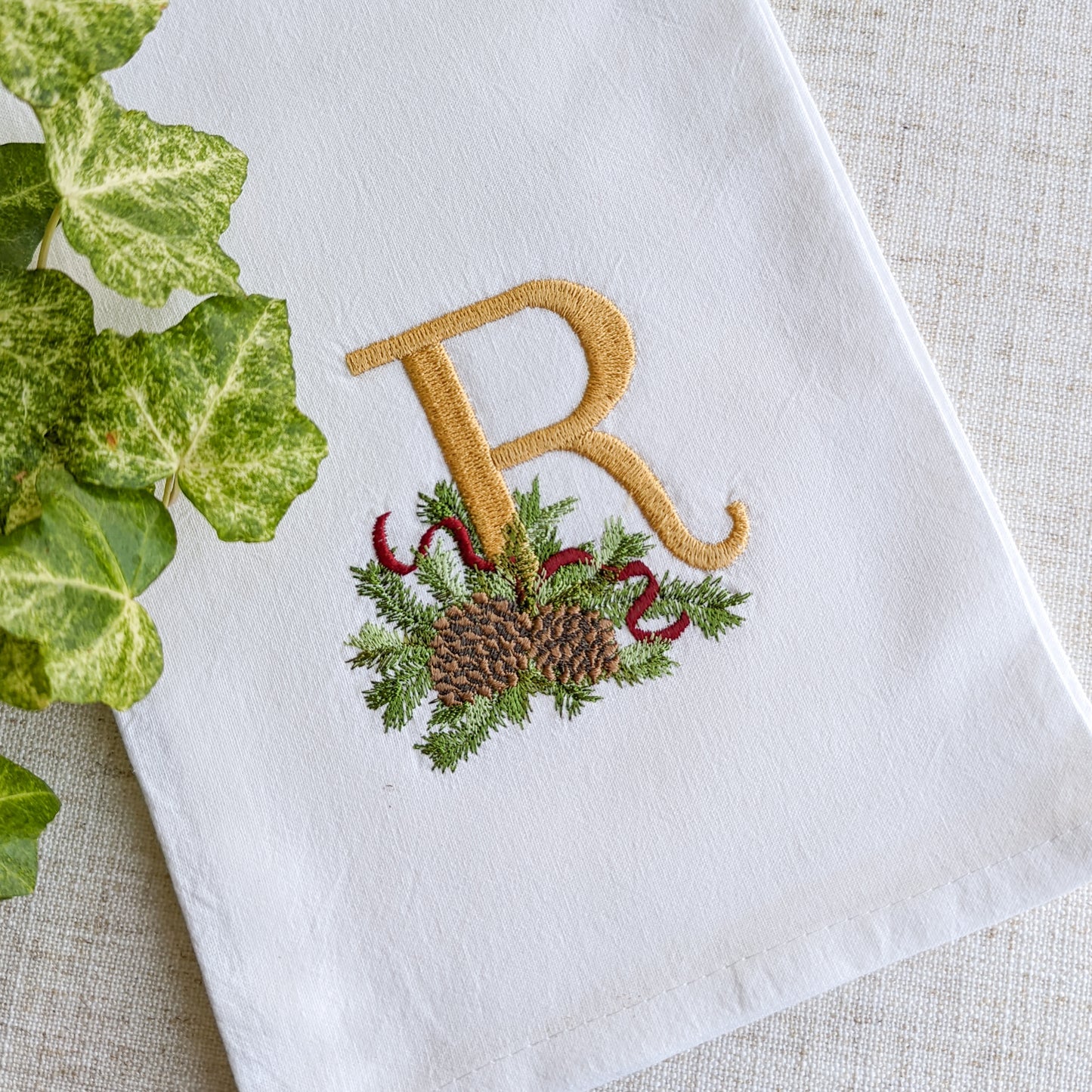 Holiday Pinecone Kitchen Towel