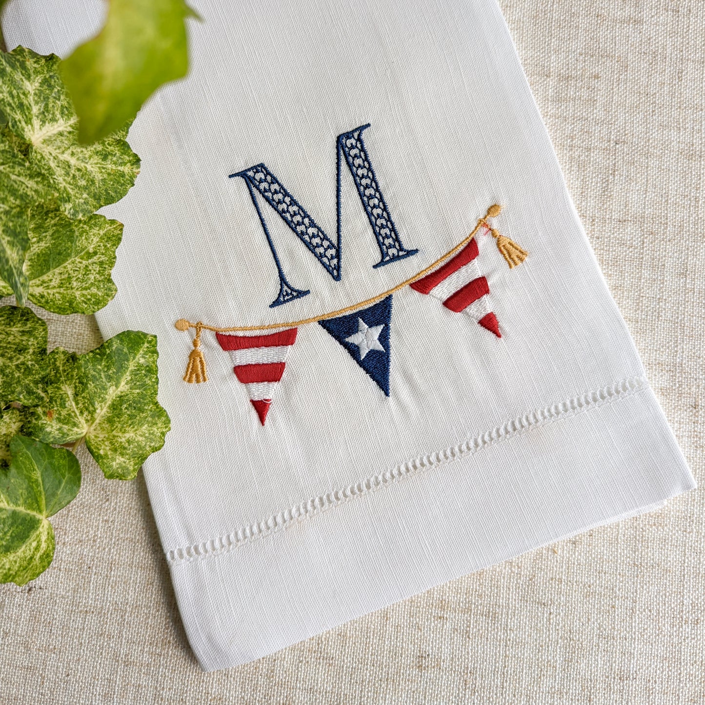 Patriotic Pennant Hemstitch Towel