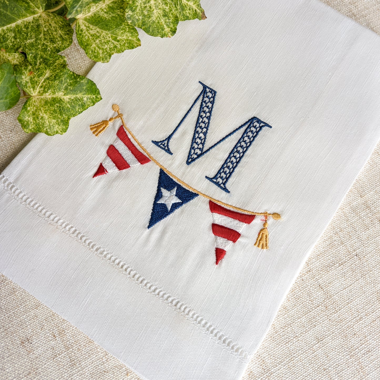 Patriotic Pennant Hemstitch Towel