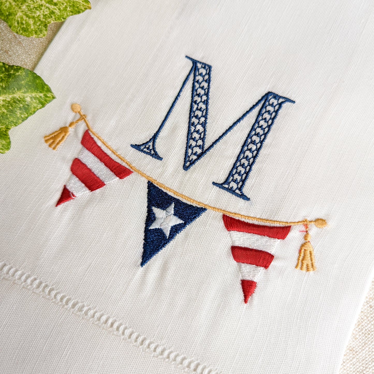 Patriotic Pennant Hemstitch Towel