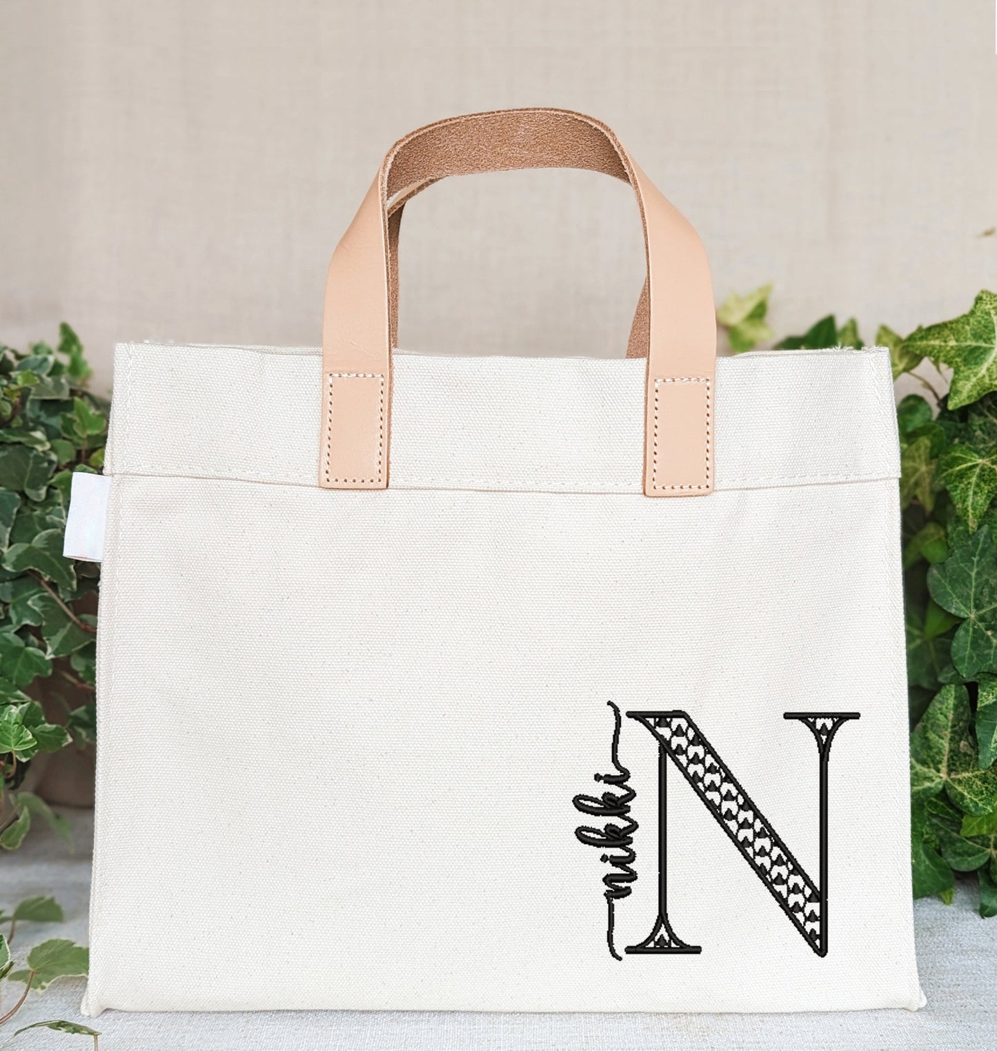 Signature Monogram Corner Canvas Tote