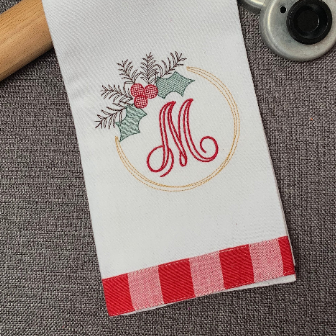 Sketchy Holly Wreath Hand Towel