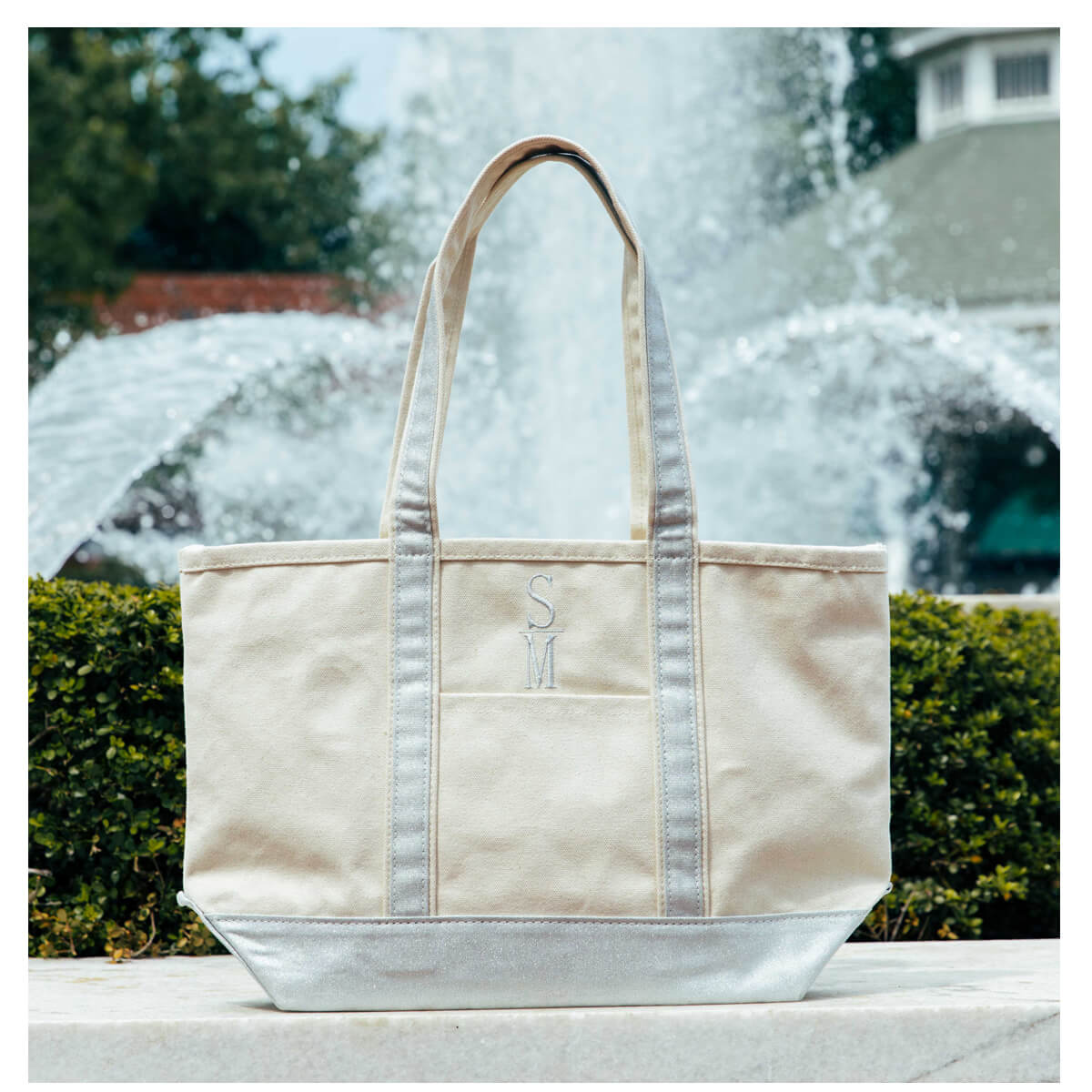 Personalized Metallic Trimmed Tote Bag