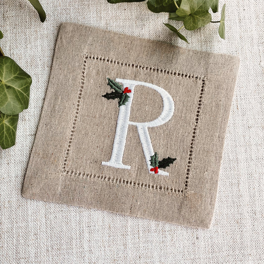 Holly Initial Cocktail Napkins