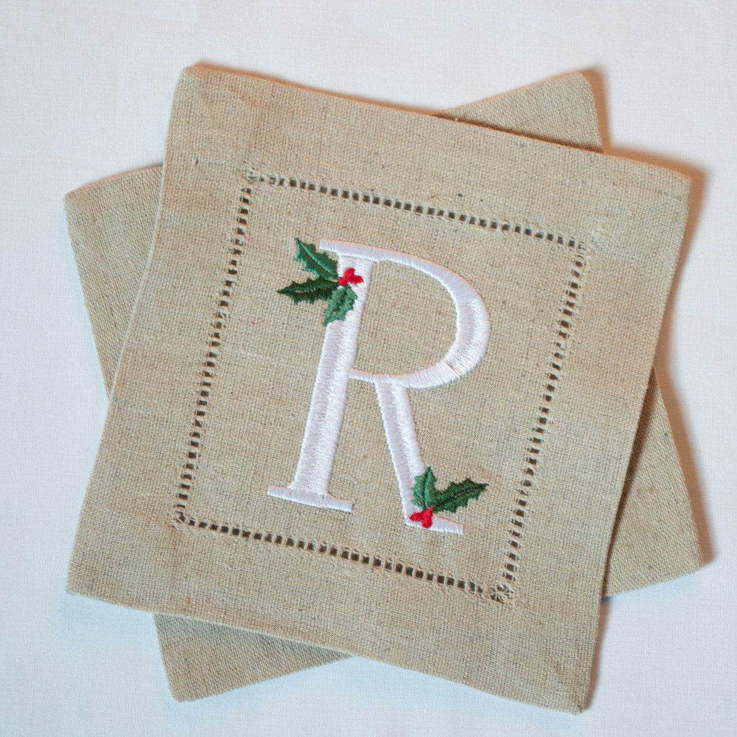 Holly Initial Cocktail Napkins