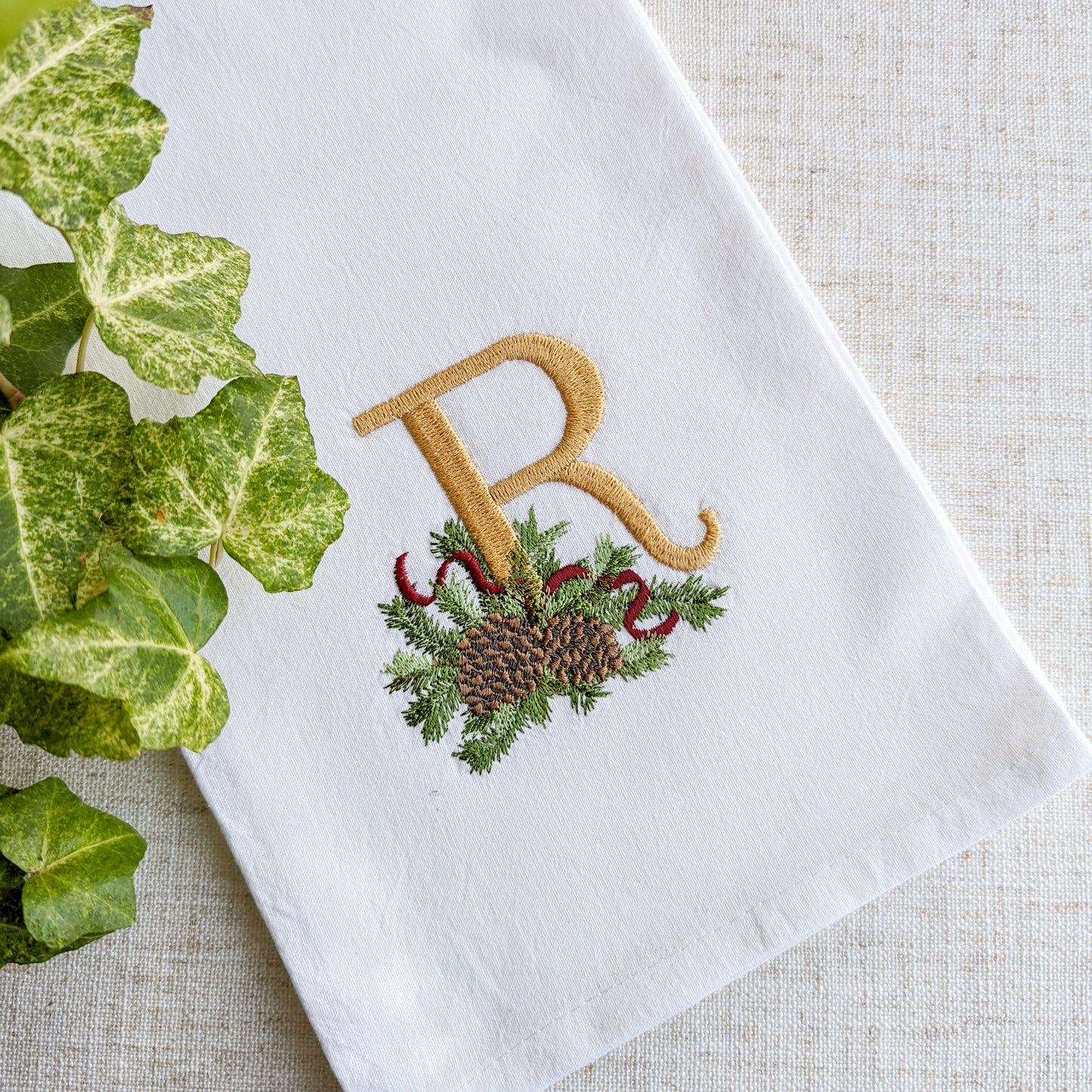 Holiday Pinecone Kitchen Towel